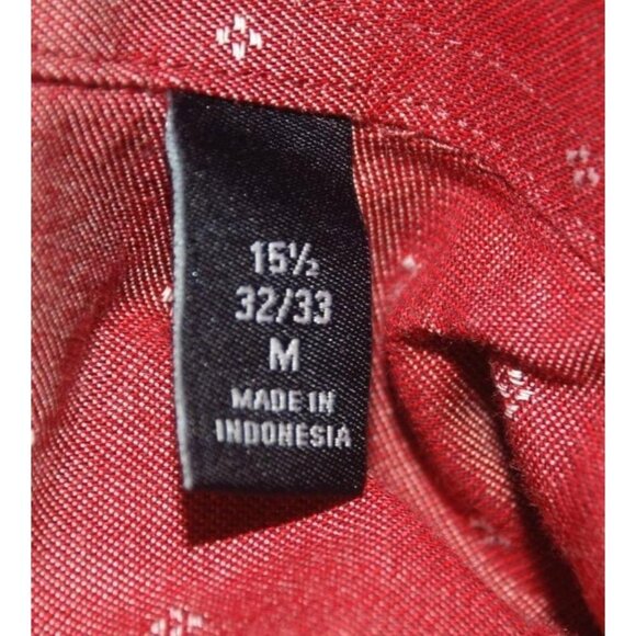 Tommy Hilfiger Men's Maroon Shirt Size 15.5 32/33 Button Up Collar LS Cotton - Picture 6 of 7